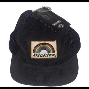 New Dickies ‘67 Corduroy Rainbow Trucker SnapBack Hat Flat Brim Navy Blue NWT